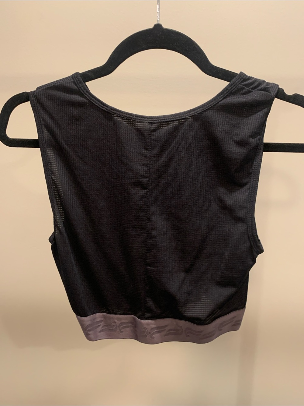 Black Fabletics Crop Tank with Contrast Hem